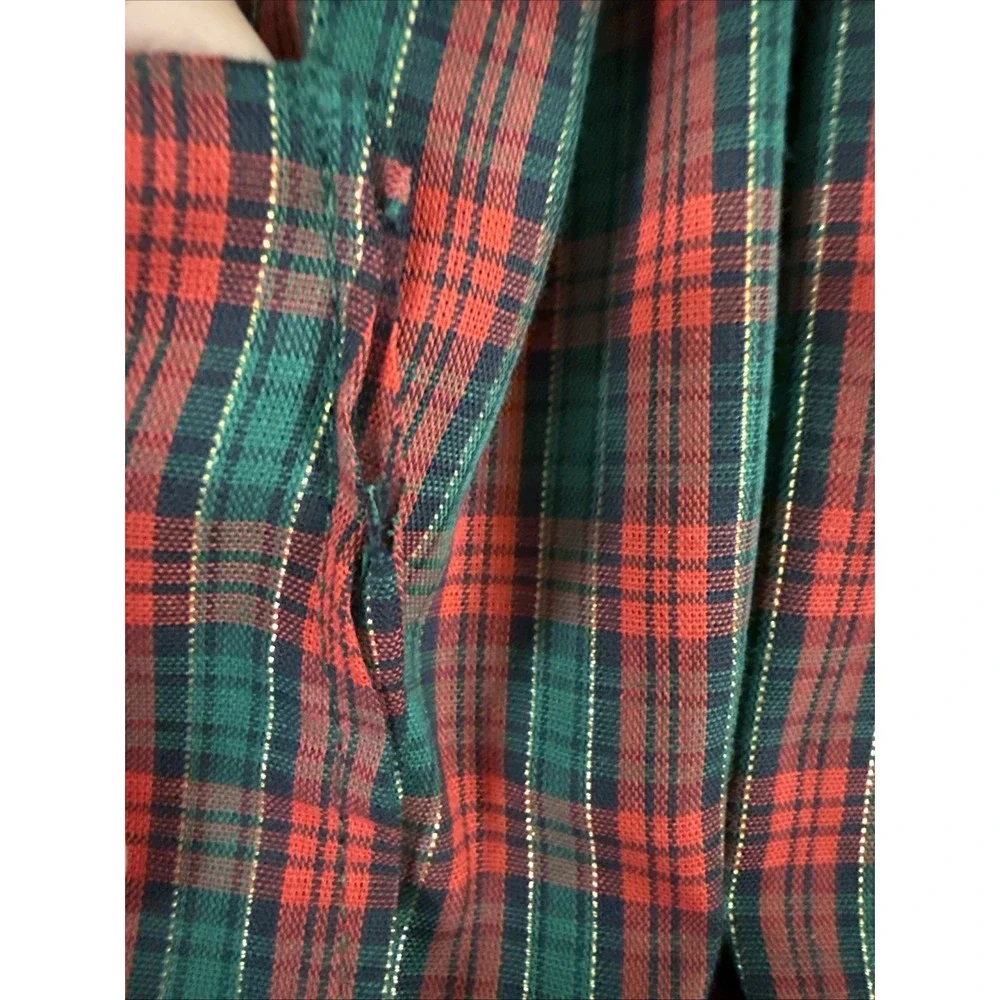 VTG Dogwood Lane Jumper Dress Pinafore Cottagecore Painted Buttons Holiday Plaid